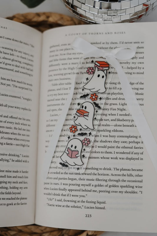 ghosty book acrylic bookmark