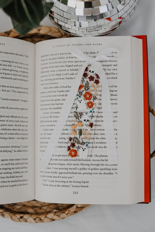 spooky fall floral acrylic bookmark