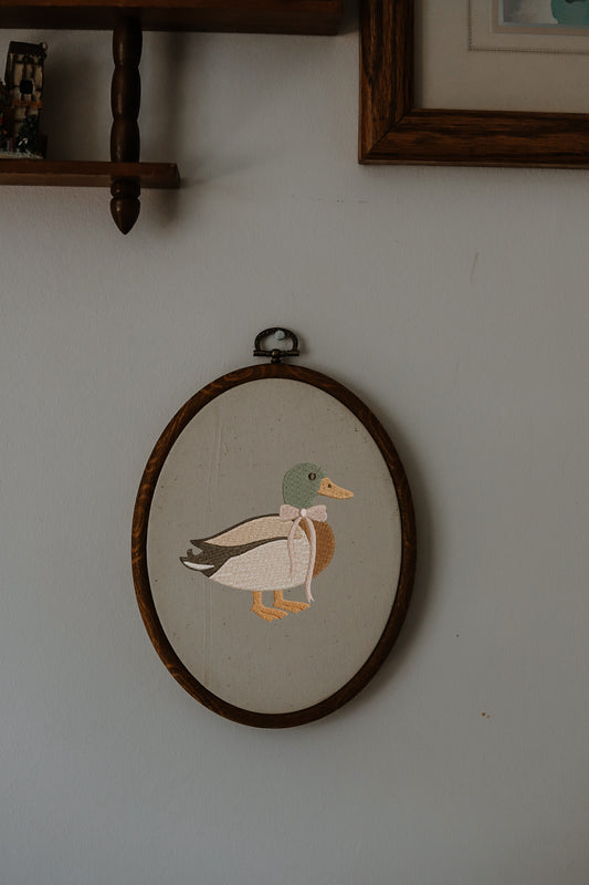 Mallard Duck Embroidered Wall Hanger