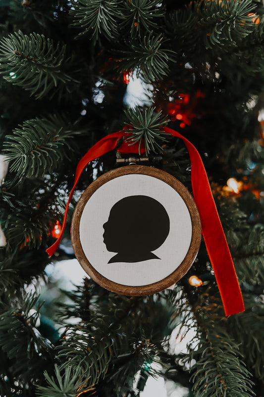 Hand drawn Embroidered Silhouette Christmas Ornament