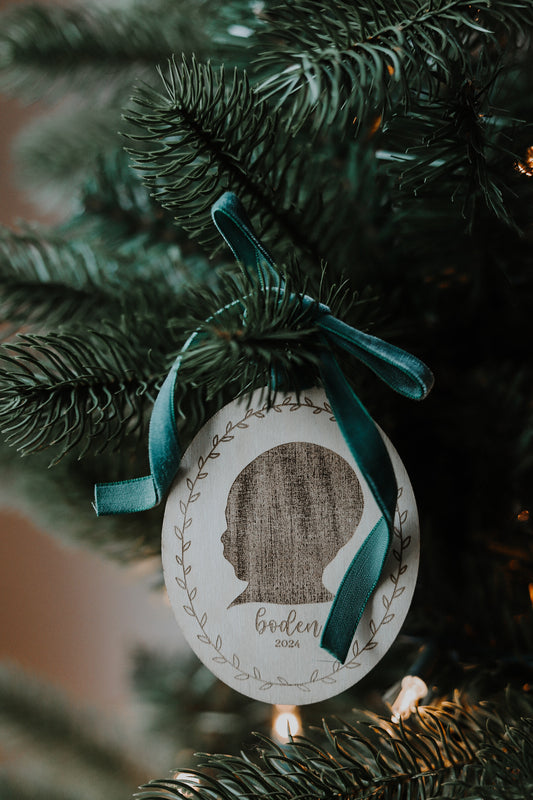 engraved silhouette ornament