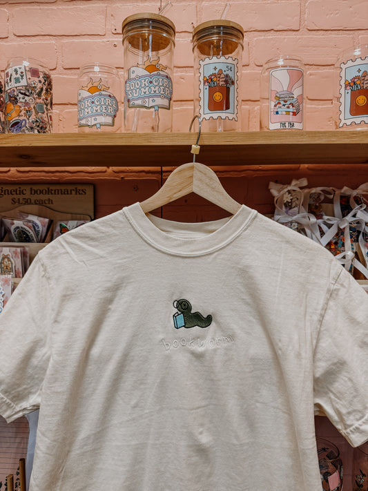 Embroidered Book Worm Tee