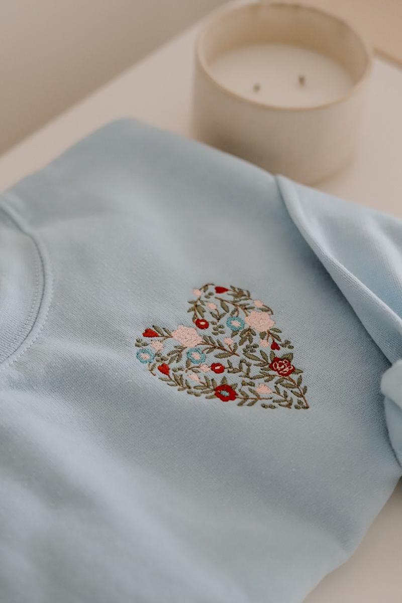 embroidered heart crewneck