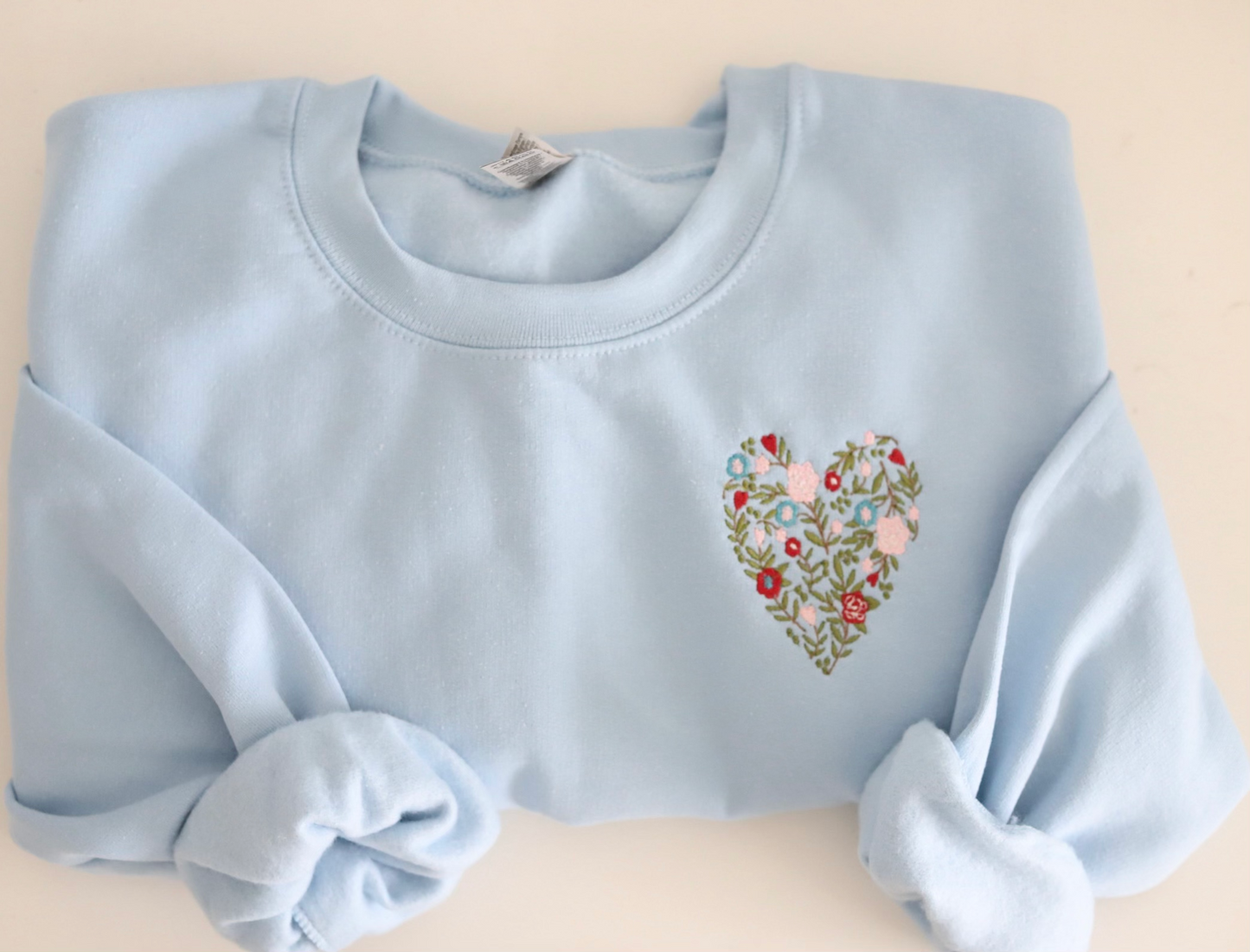 embroidered heart crewneck