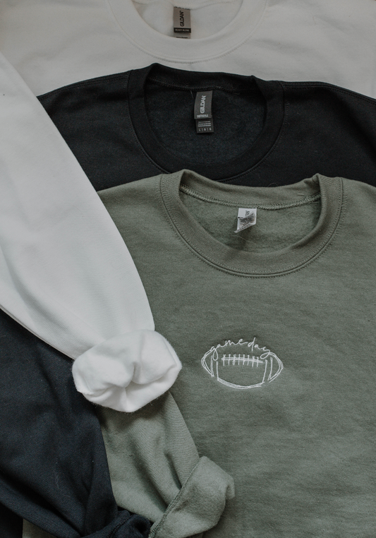 football game day embroidered crewneck