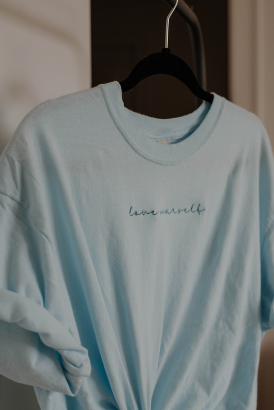 love yourself two tone embroidered tshirt