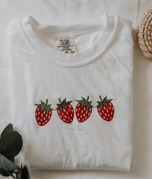 embroidered strawberry tee