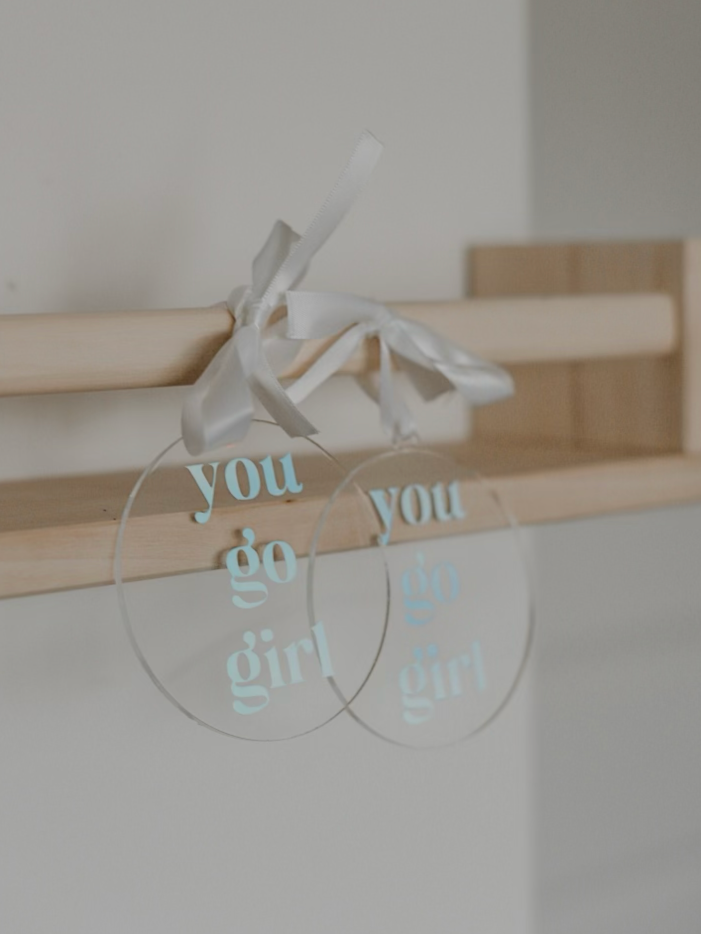 you go girl acrylic mirror charm