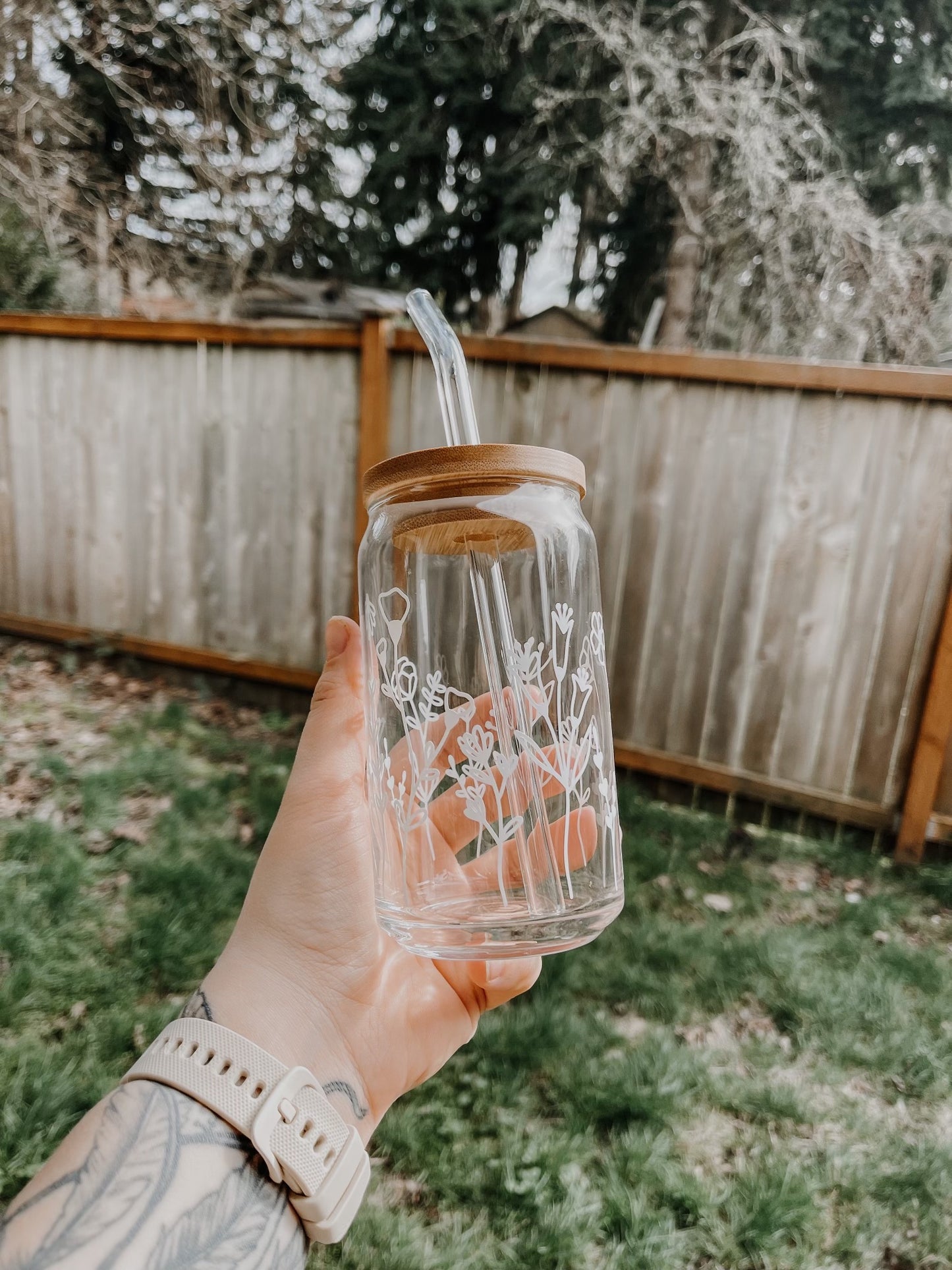 Wildflower Wrap 16oz Glass